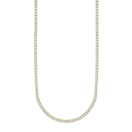LADIES NECKLACES 3CT ROUND DIAMOND 14K YELLOW GOLD