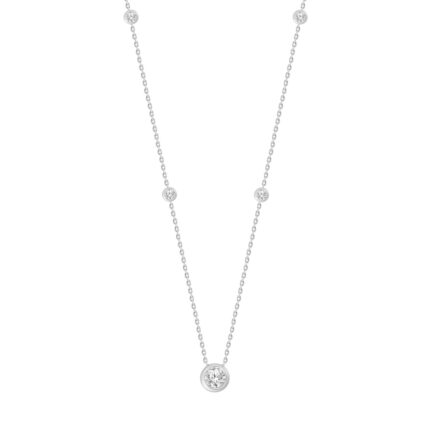 LADIES NECKLACE 1 5/8CT ROUND DIAMOND 14K WHITE GOLD