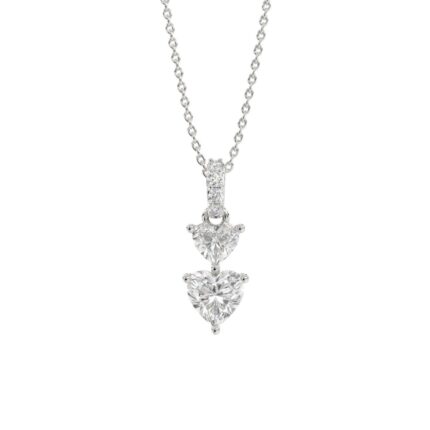 LADIES PENDANT 7/8CT ROUND/HEART DIAMOND 14K WHITE GOLD WITH CHAIN