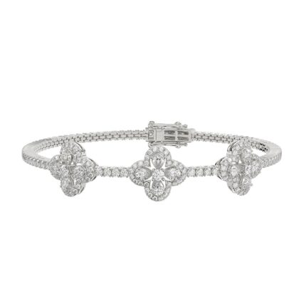 LADIES BRACELET 3 1/2CT ROUND/PEAR DIAMOND 14K WHITE GOLD