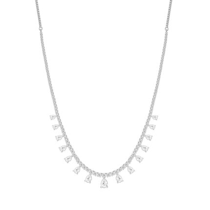 LADIES NECKLACES 5CT ROUND/PEAR DIAMOND 14K WHITE GOLD