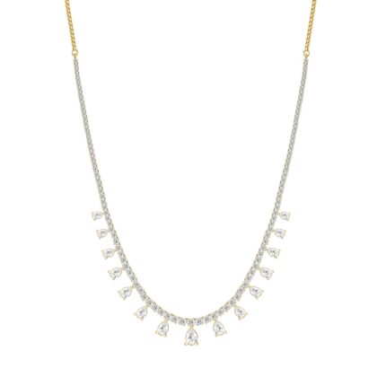 LADIES NECKLACES 5CT ROUND/PEAR DIAMOND 14K YELLOW GOLD