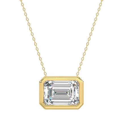 LADIES SOLITAIRE PENDANT 3CT EMERALD DIAMOND 14K YELLOW GOLD