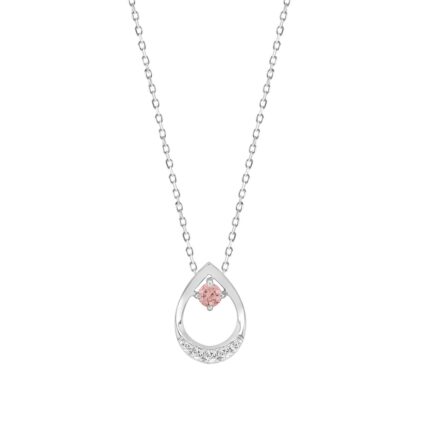 LADIES NECKLACE 1/4CT ROUND DIAMOND 14K WHITE GOLD WITH CHAIN (CENTER STONE ROUND DIAMOND 1/6CT )