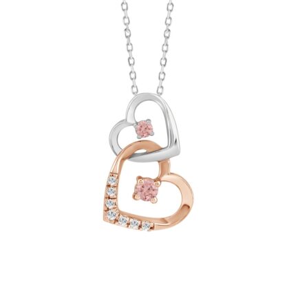 ETERNAL BLUSH COLLECTION LADIES PENDANT 1/4CT ROUND DIAMOND 14K WHITE GOLD WITH CHAIN (CENTER STONE PINK ROUND DIAMOND 1/6CT)