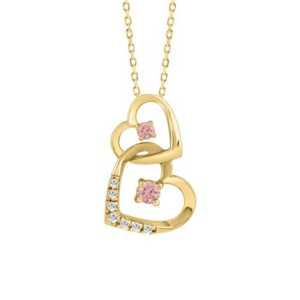 ETERNAL BLUSH COLLECTION LADIES PENDANT 1/4CT ROUND DIAMOND 14K YELLOW GOLD WITH CHAIN (CENTER STONE PINK ROUND DIAMOND 1/5CT)