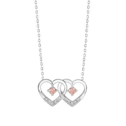 ETERNAL BLUSH COLLECTION LADIES NECKLACE 1/3CT ROUND DIAMOND 14K WHITE GOLD (PINK ROUND)