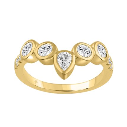 14K YELLOW GOLD 1.00CT ROUND/OVAL/PEAR DIAMOND LADIES BAND