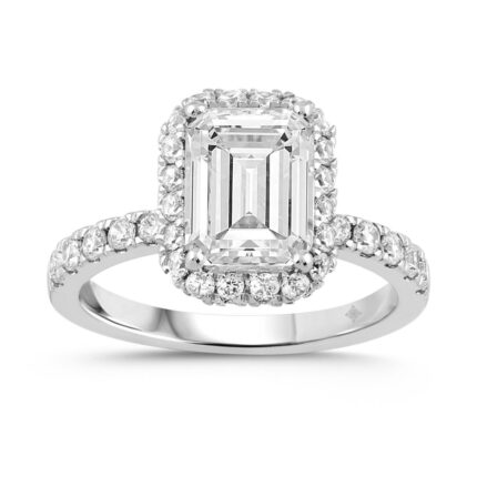 14K WHITE GOLD 4.00CT ROUND/EMERALD DIAMOND LADIES RING (CENTER STONE EMERALD DIAMOND 3.00CT)
