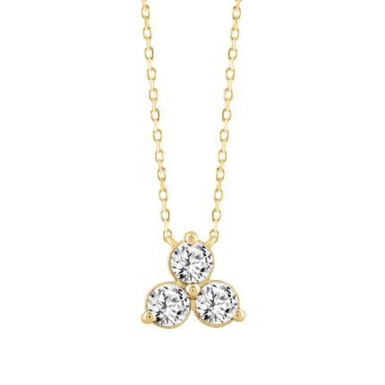 LADIES NECKLACE 1CT ROUND DIAMOND 14K YELLOW GOLD WITH CHAIN