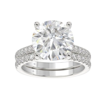 LADIES BRIDAL SET 5 1/2CT ROUND DIAMOND 14K WHITE GOLD (CENTER STONE ROUND DIAMOND 5CT )