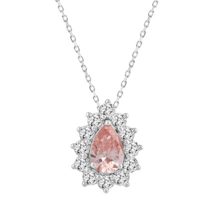 LADIES PENDANT 2 1/2CT ROUND/PEAR DIAMOND 14K WHITE/ROSE GOLD (CENTER STONE PEAR DIAMOND 1CT )