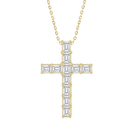 LADIES PENDANT 3CT EMERALD DIAMOND 14K YELLOW GOLD