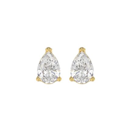 LADIES SOLITAIRE EARRINGS 2.50CT PEAR DIAMOND 14K YELLOW GOLD
