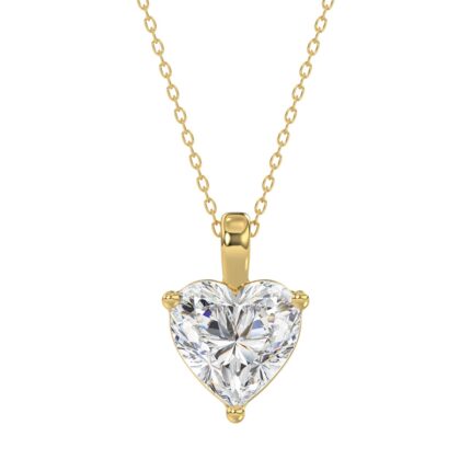 LADIES SOLITAIRE PENDANT 4.00CT HEART DIAMOND 14K YELLOW GOLD