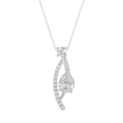 14K WHITE GOLD 1.00CT ROUND/PEAR DIAMOND LADIES PENDANT