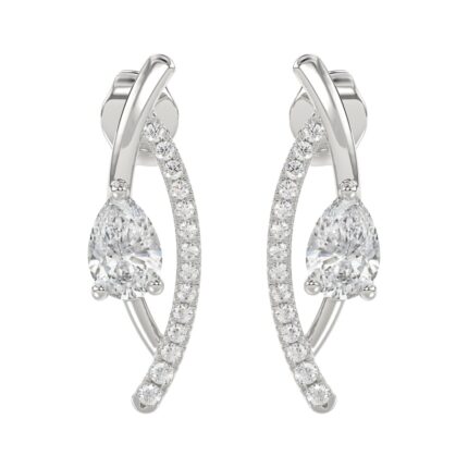 14K WHITE GOLD 1.00CT ROUND/PEAR DIAMOND LADIES EARRINGS