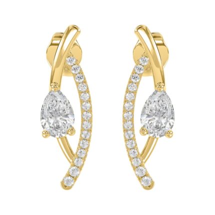 14K YELLOW GOLD 1.00CT ROUND/PEAR DIAMOND LADIES EARRINGS