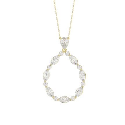 14K YELLOW GOLD 2.00CT ROUND/MARQUISE/PEAR DIAMOND LADIES PENDANT