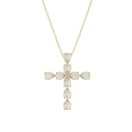 LADIES PENDANT WITH CHAIN  1 1/4CT PEAR DIAMOND 14K YELLOW GOLD