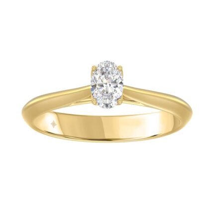 LADIES SOLITAIRE RING 1/2CT OVAL DIAMOND 18K YELLOW GOLD