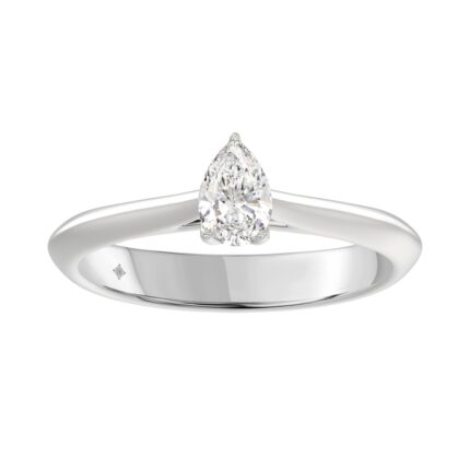 LADIES SOLITAIRE RING 1/2CT PEAR DIAMOND 18K WHITE GOLD