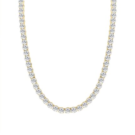 LADIES TENNIS NECKLACE 53.00CT ROUND DIAMOND 14K YELLOW GOLD