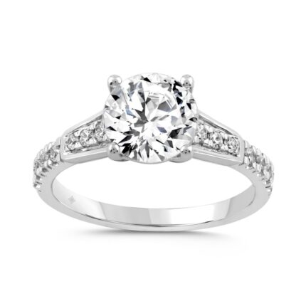 LADIES RING 2.25CT ROUND DIAMOND 14K WHITE GOLD (CENTER STONE ROUND DIAMOND 2.00CT)