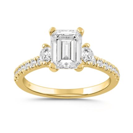 LADIES RING 2.50CT ROUND/EMERALD DIAMOND 14K YELLOW GOLD (CENTER STONE EMERALD DIAMOND 2.00CT)