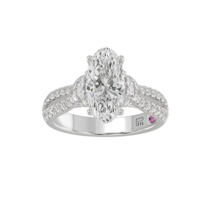 21K PLATINUM LADIES RING WITH 3.00CT ROUND/OVAL/HALF MOON/BAGUETTE DIAMONDS (CENTER STONE OVAL DIAMOND 2CT)