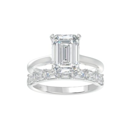 14K WHITE GOLD 3 7/8CT ROUND/EMERALD DIAMOND LADIES BRIDAL SET (CENTER STONE EMERALD DIAMOND 2 1/2CT)