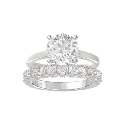 14K WHITE GOLD 4.00CT ROUND DIAMOND LADIES BRIDAL SET (CENTER STONE ROUND DIAMOND 3.00CT)