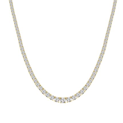 14K YELLOW GOLD 7.00CT ROUND DIAMOND LADIES TENNIS NECKLACE