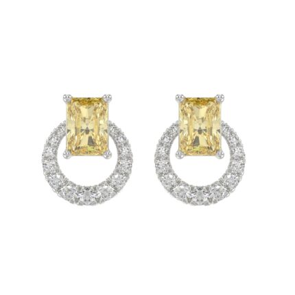 14K WHITE GOLD 2 1/2CT ROUND/YELLOW RADIANT DIAMOND LADIES EARRINGS