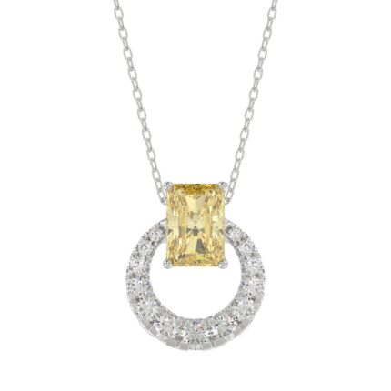14K WHITE GOLD 2.00CT ROUND/RADIANT DIAMOND LADIES PENDANT WITH CHAIN