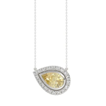 14K WHITE GOLD 1 1/4CT ROUND/PEAR DIAMOND LADIES NECKLACE