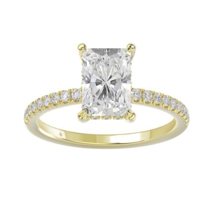18K YELLOW GOLD 2 1/4CT ROUND/RADIANT DIAMOND LADIES RING (CENTER STONE RADIANT DIAMOND 2CT)