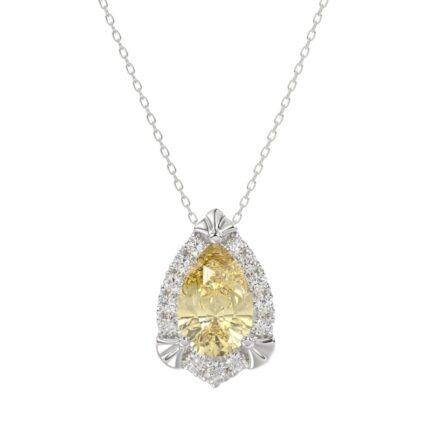 14K WHITE GOLD 2 1/4CT ROUND/PEAR DIAMOND LADIES PENDANT WITH CHAIN
