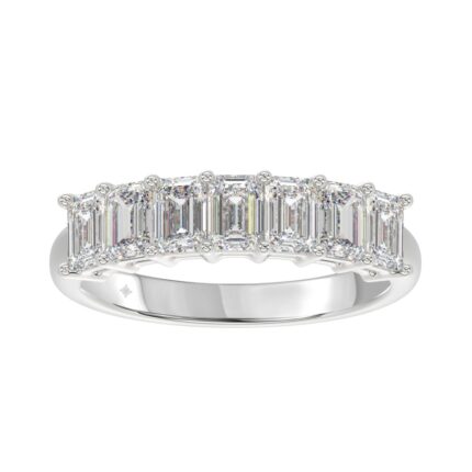 14K WHITE GOLD 1 3/8CT EMERALD DIAMOND LADIES BAND