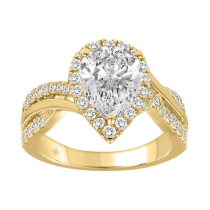 14K YELLOW GOLD 2 3/4CT ROUND/PEAR DIAMOND LADIES RING (CENTER STONE PEAR DIAMOND 2.00CT)