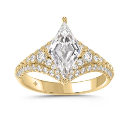 14K YELLOW GOLD 2 3/4CT ROUND/LOZENGE DIAMOND LADIES RING (LOZENGE STUP CUT 2CT)