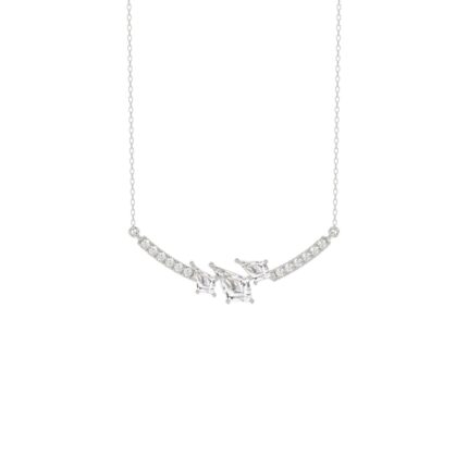 14K WHITE GOLD 3/4CT ROUND/KITE STEP CUT DIAMOND LADIES NECKLACE