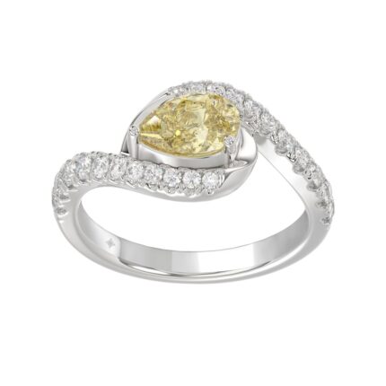 14K WHITE GOLD 1 1/2CT ROUND/PEAR DIAMOND LADIES RING
