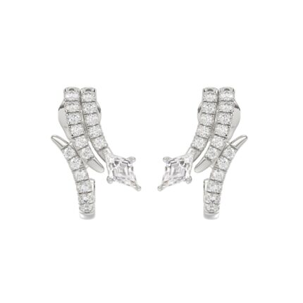 14K WHITE GOLD 3/4CT ROUND/LOZENGE DIAMOND LADIES EARRINGS