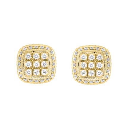 10K YELLOW GOLD 3/4CT ROUND DIAMOND LADIES EARRINGS