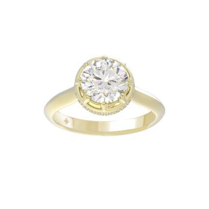 14K YELLOW GOLD 2 1/2CT ROUND DIAMOND LADIES RING (CENTER STONE ROUND DIAMOND 2CT)