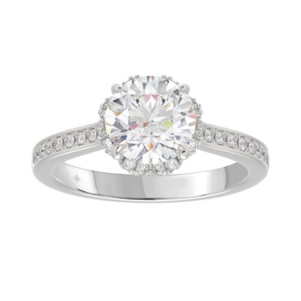 14K WHITE GOLD 2 1/4CT ROUND DIAMOND LADIES RING (CENTER STONE ROUND DIAMOND 2CT)