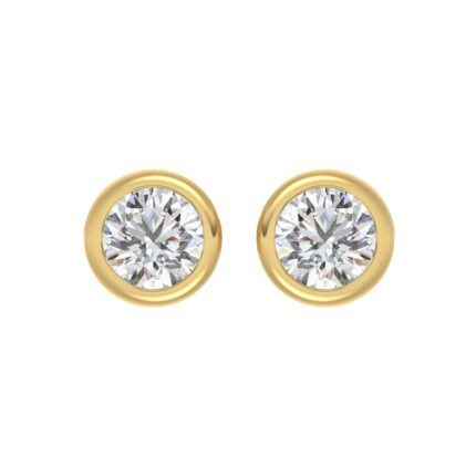 14K YELLOW GOLD 4.00CT ROUND DIAMOND SOLITAIRE EARRINGS