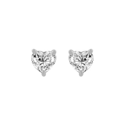 18K WHITE GOLD 1 1/2CT HEART DIAMOND STUDS EARRINGS