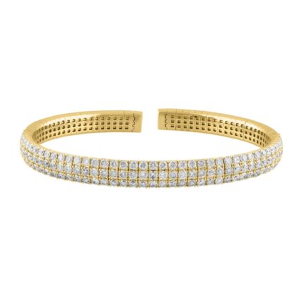 14K YELLOW GOLD 5 1/2CT ROUND DIAMOND LADIES FLEXIBLE BANGLE